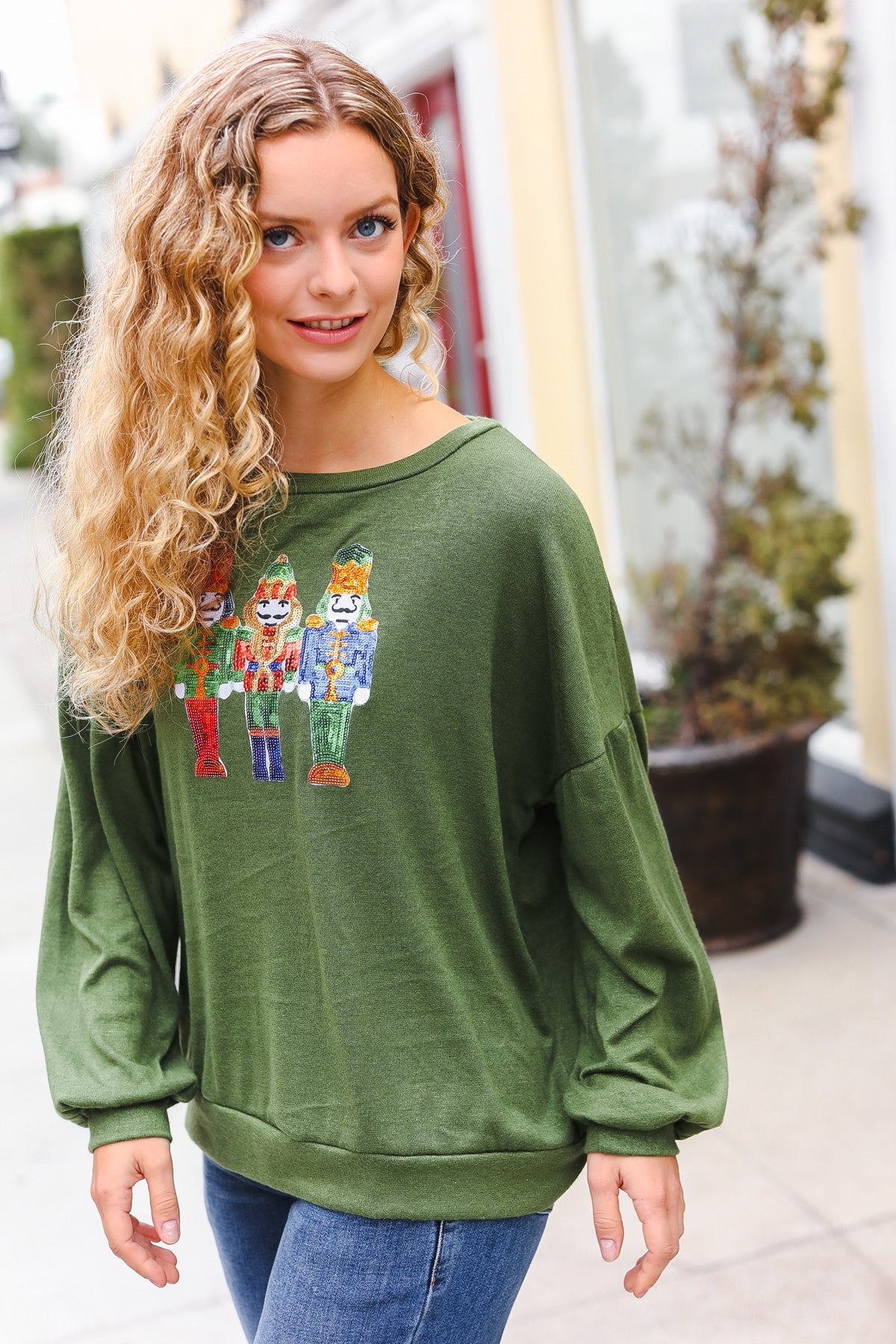 Be Merry Forest Green Nutcracker Sequin Hacci Top - Charming Charlie