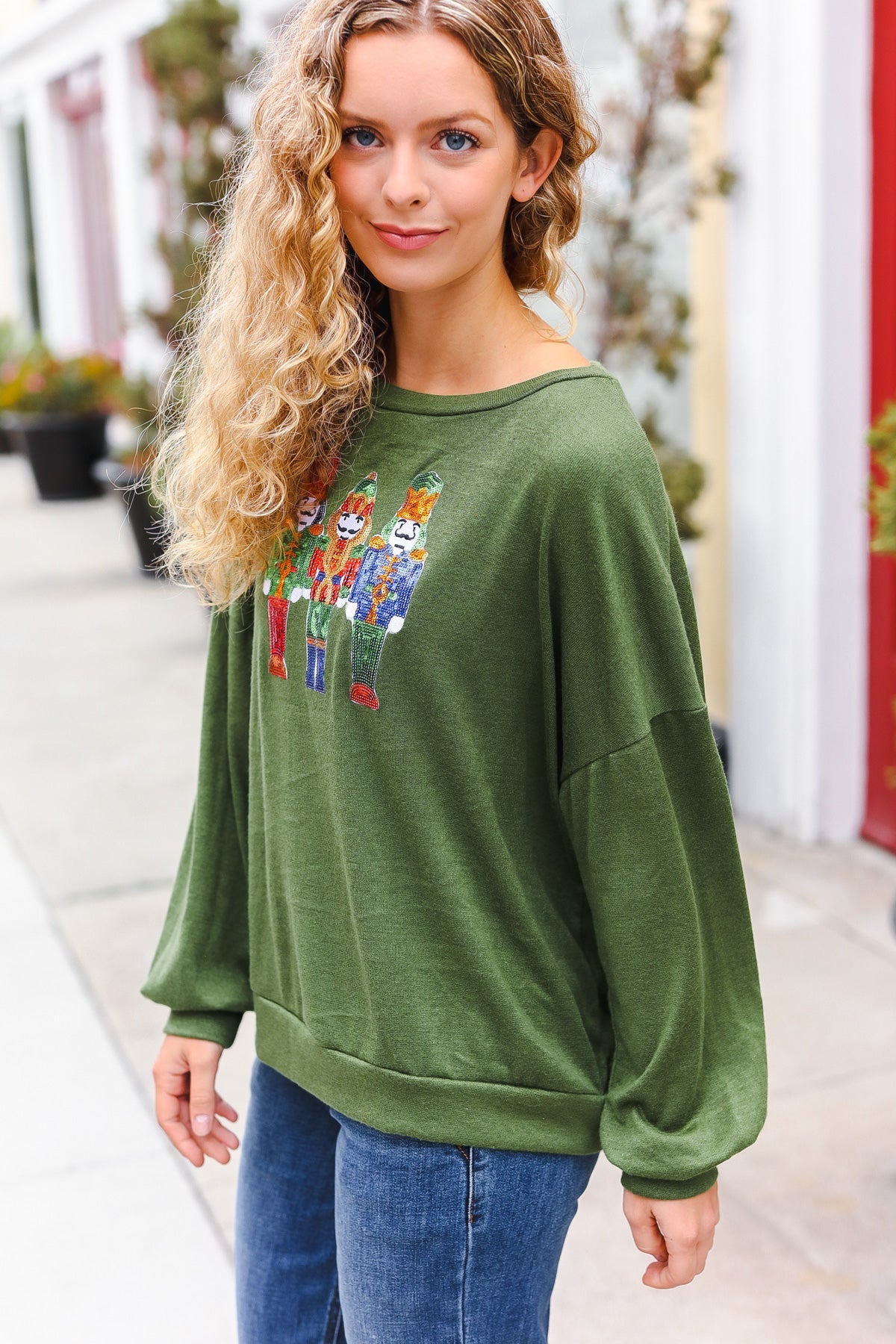 Be Merry Forest Green Nutcracker Sequin Hacci Top - Charming Charlie