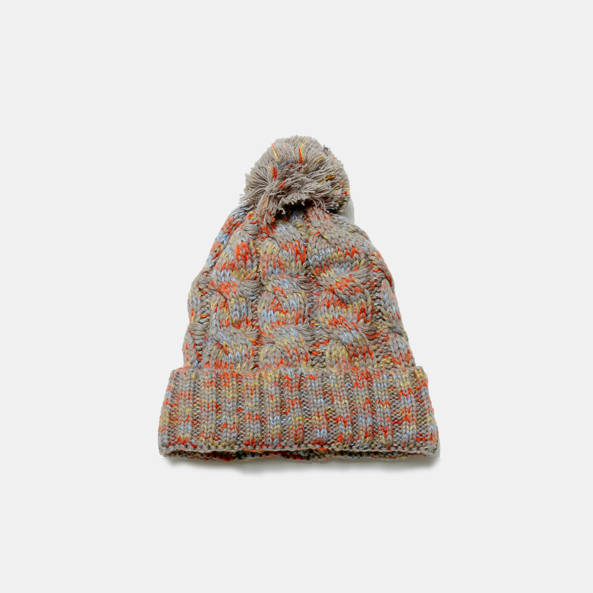 Contrast Cable-Knit Hat with Pompom - Charming Charlie