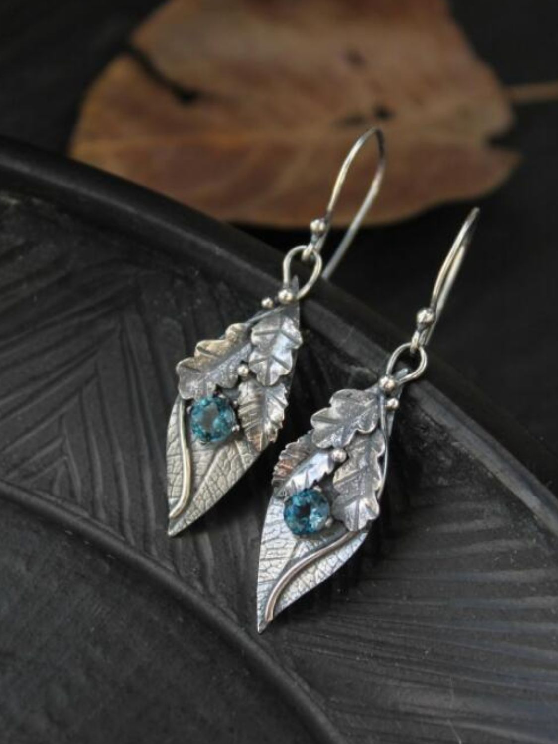 Alloy Rhinestone Leaf Shape Earrings - Charming Charlie