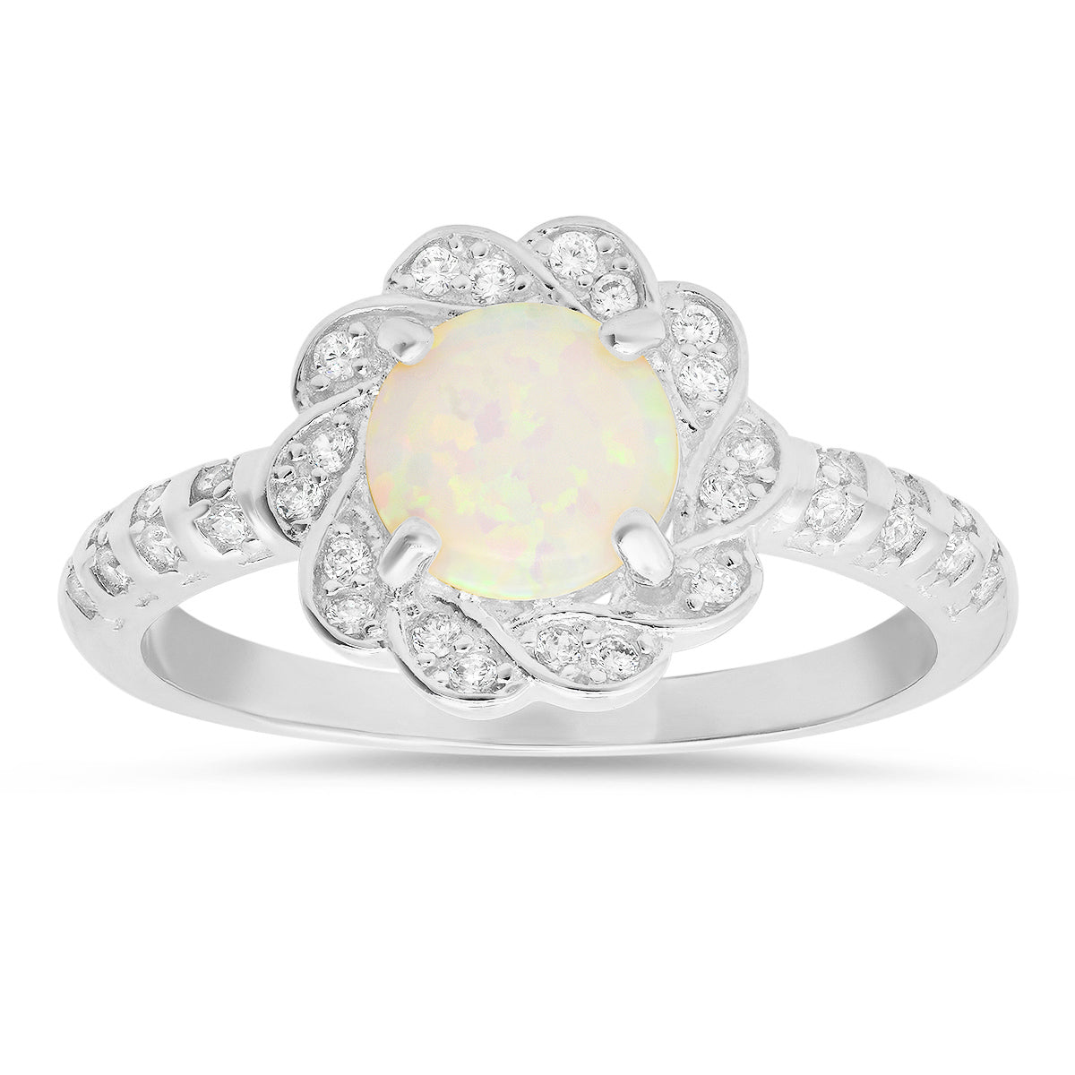 Sterling Silver Opal Floral Ring - Charming Charlie