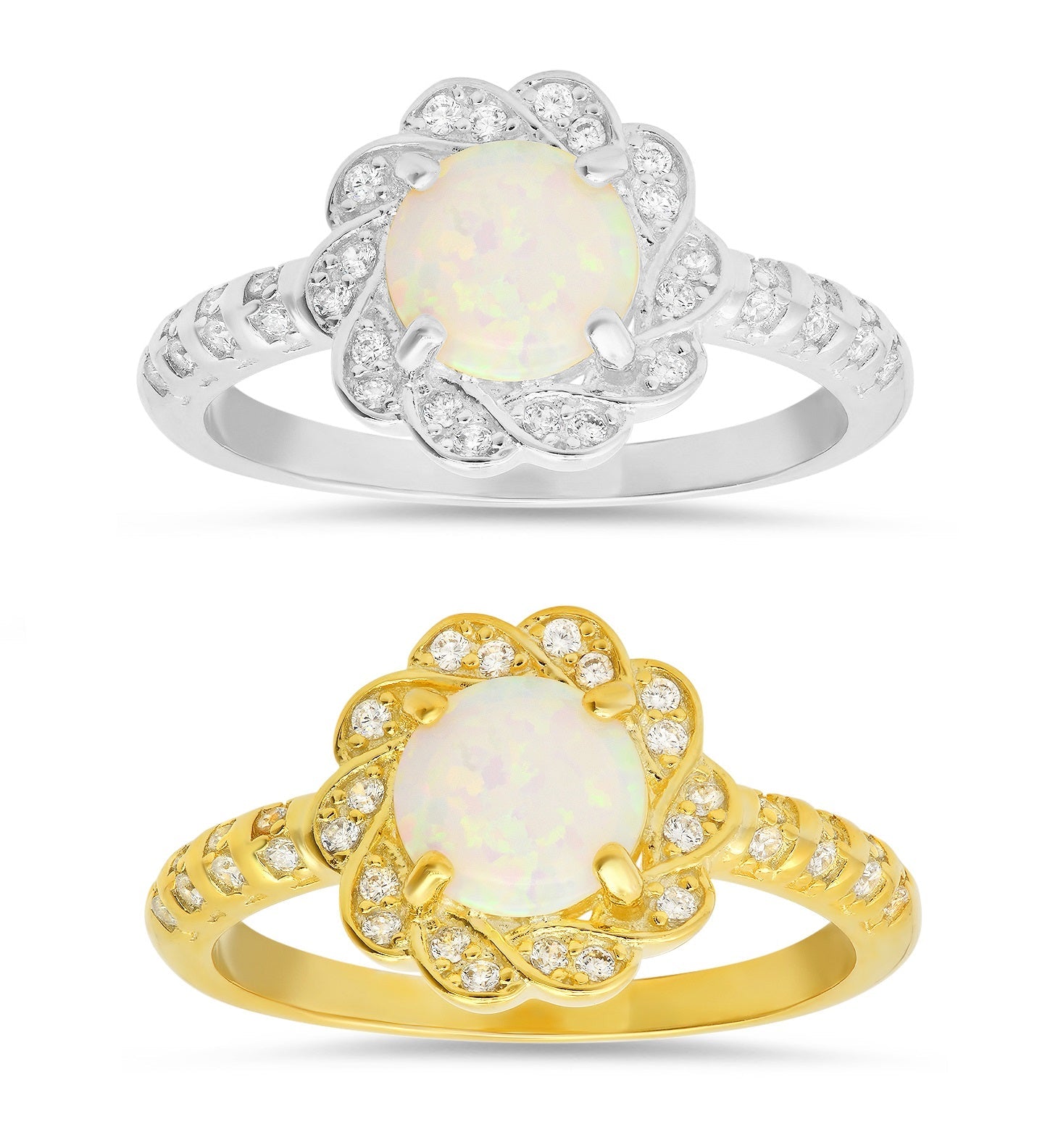 Sterling Silver Opal Floral Ring - Charming Charlie
