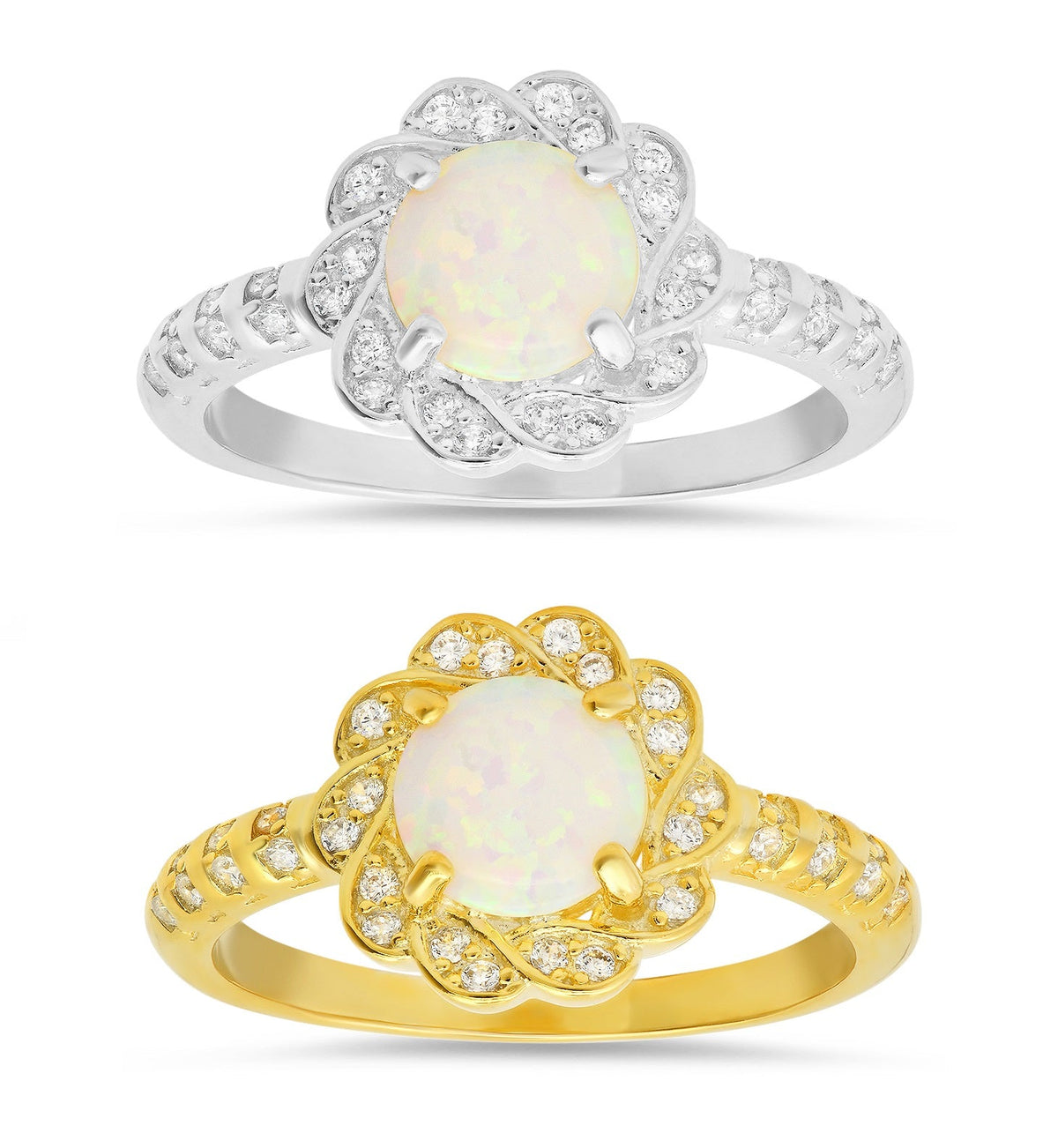 Sterling Silver Opal Floral Ring - Charming Charlie