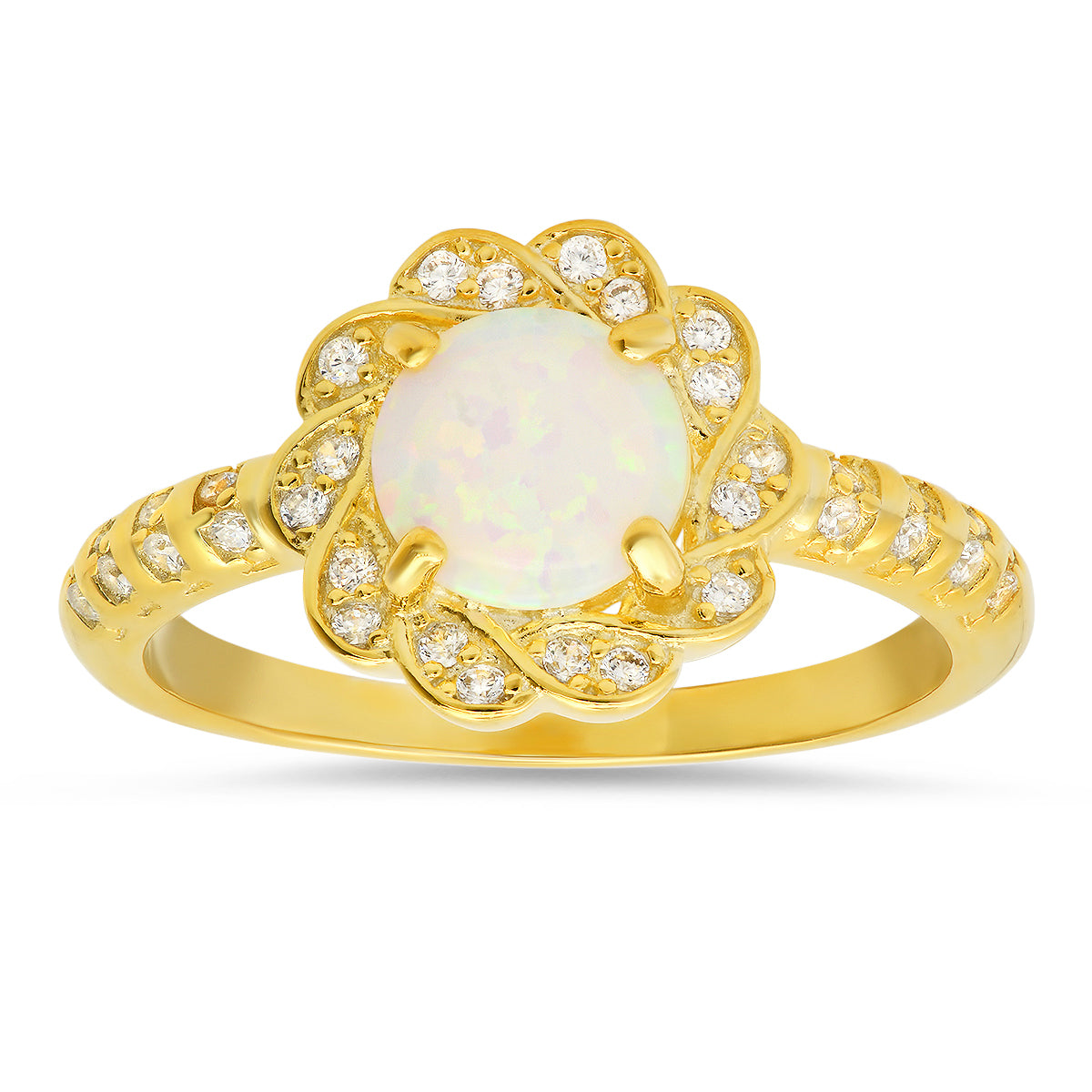 Sterling Silver Opal Floral Ring - Charming Charlie
