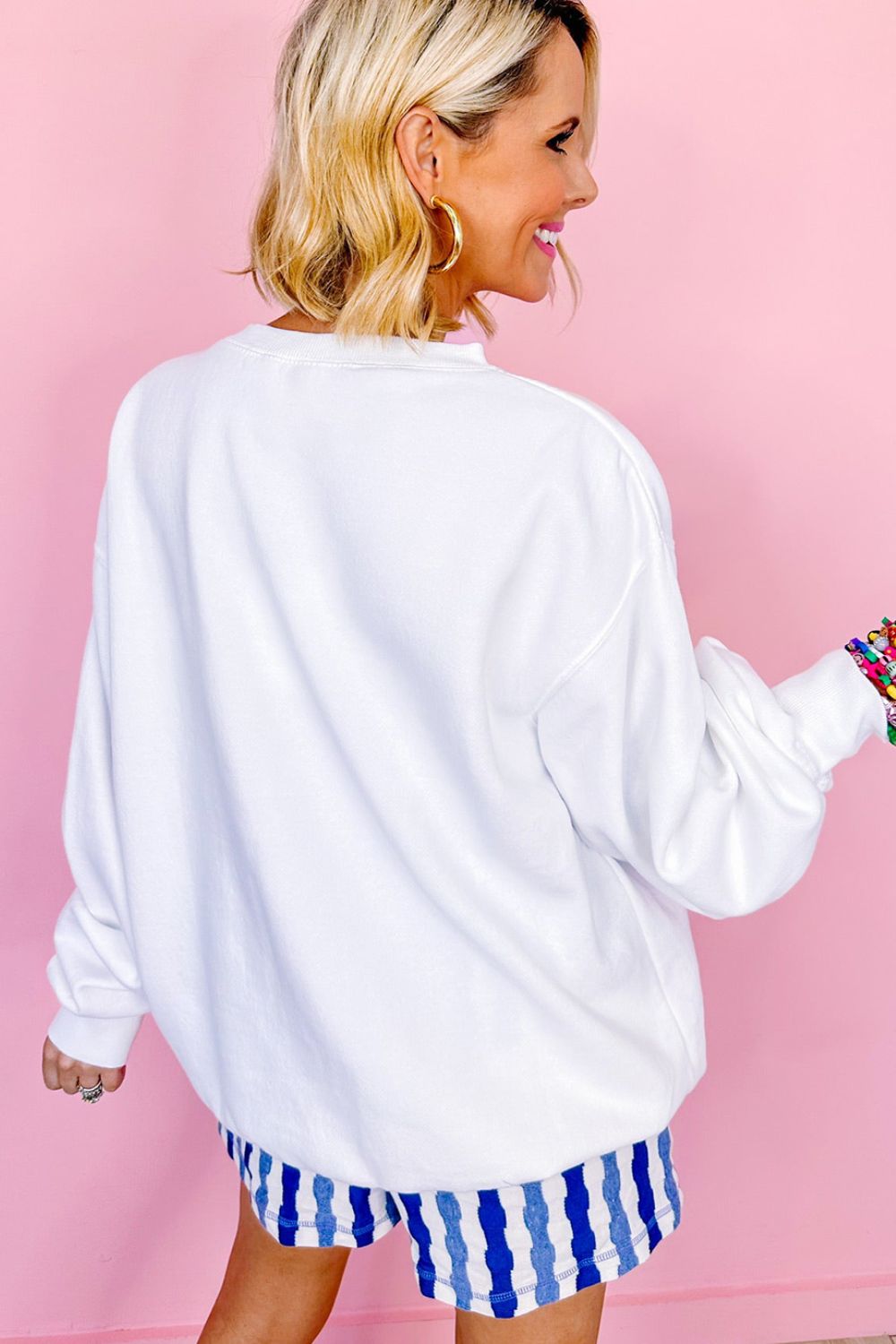US Flag Round Neck Long Sleeve Sweatshirt - Charming Charlie
