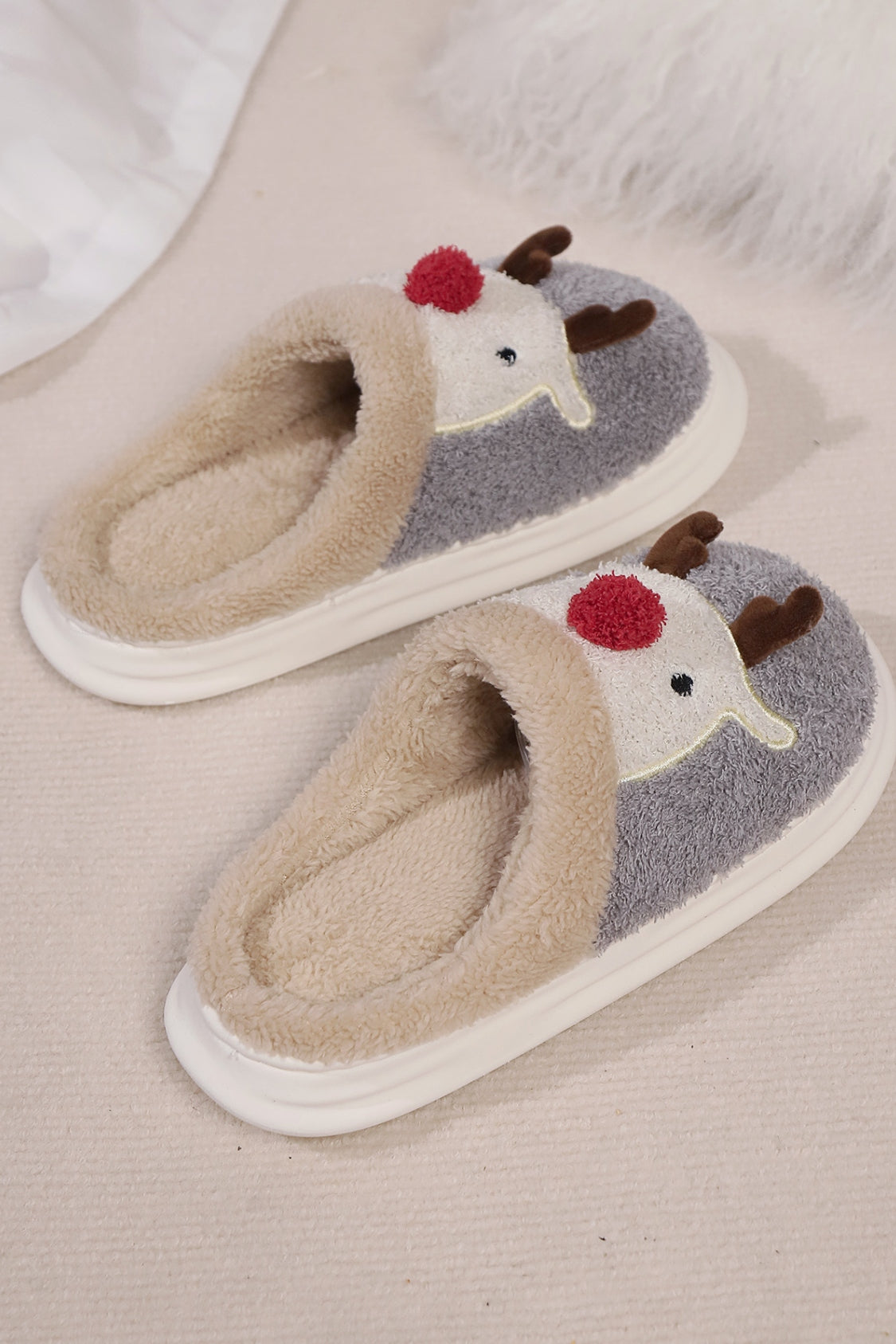 Elk Furry PVC Flat Slippers - Charming Charlie