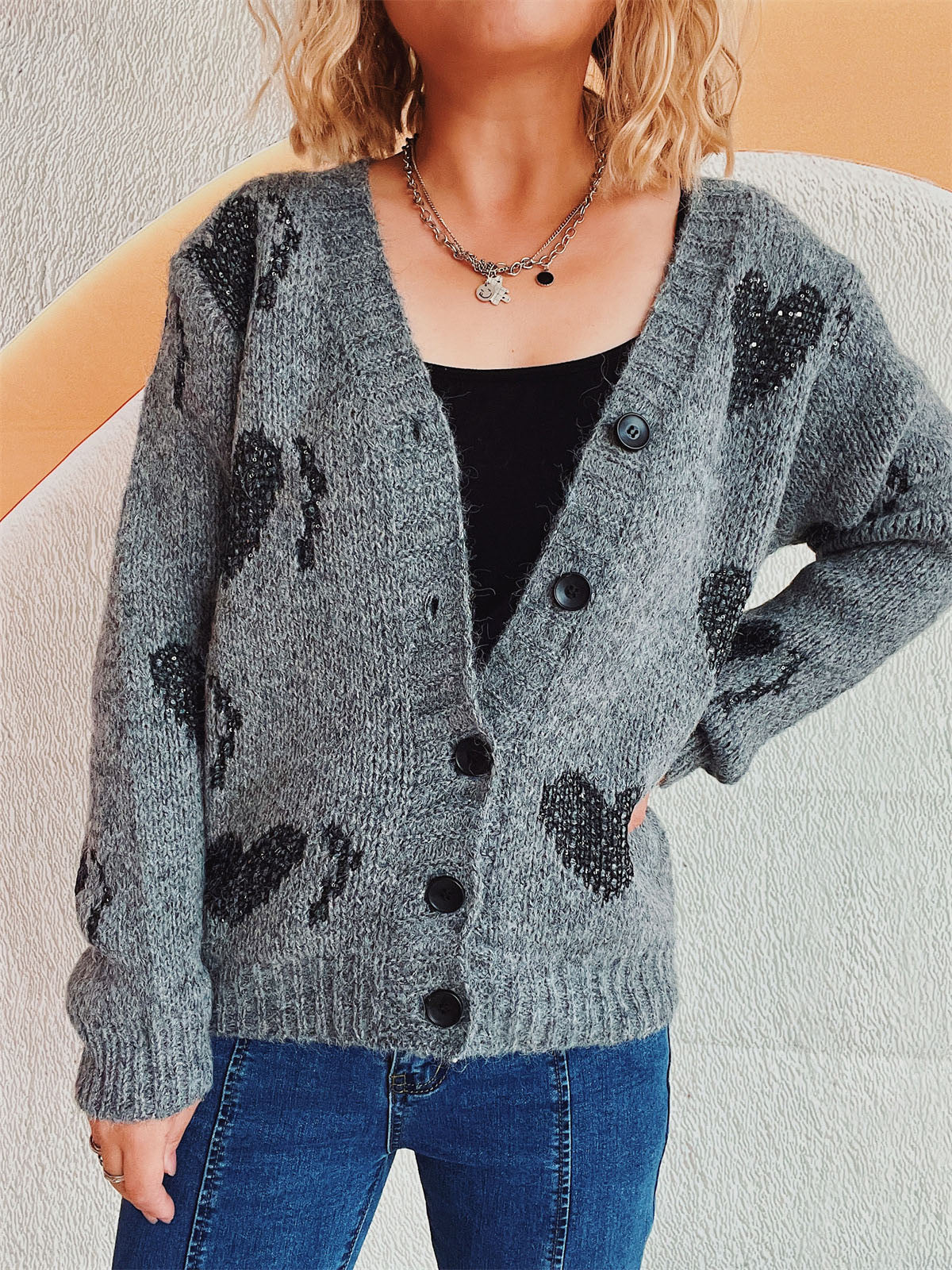 Heart Button Up Long Sleeve Cardigan - Charming Charlie