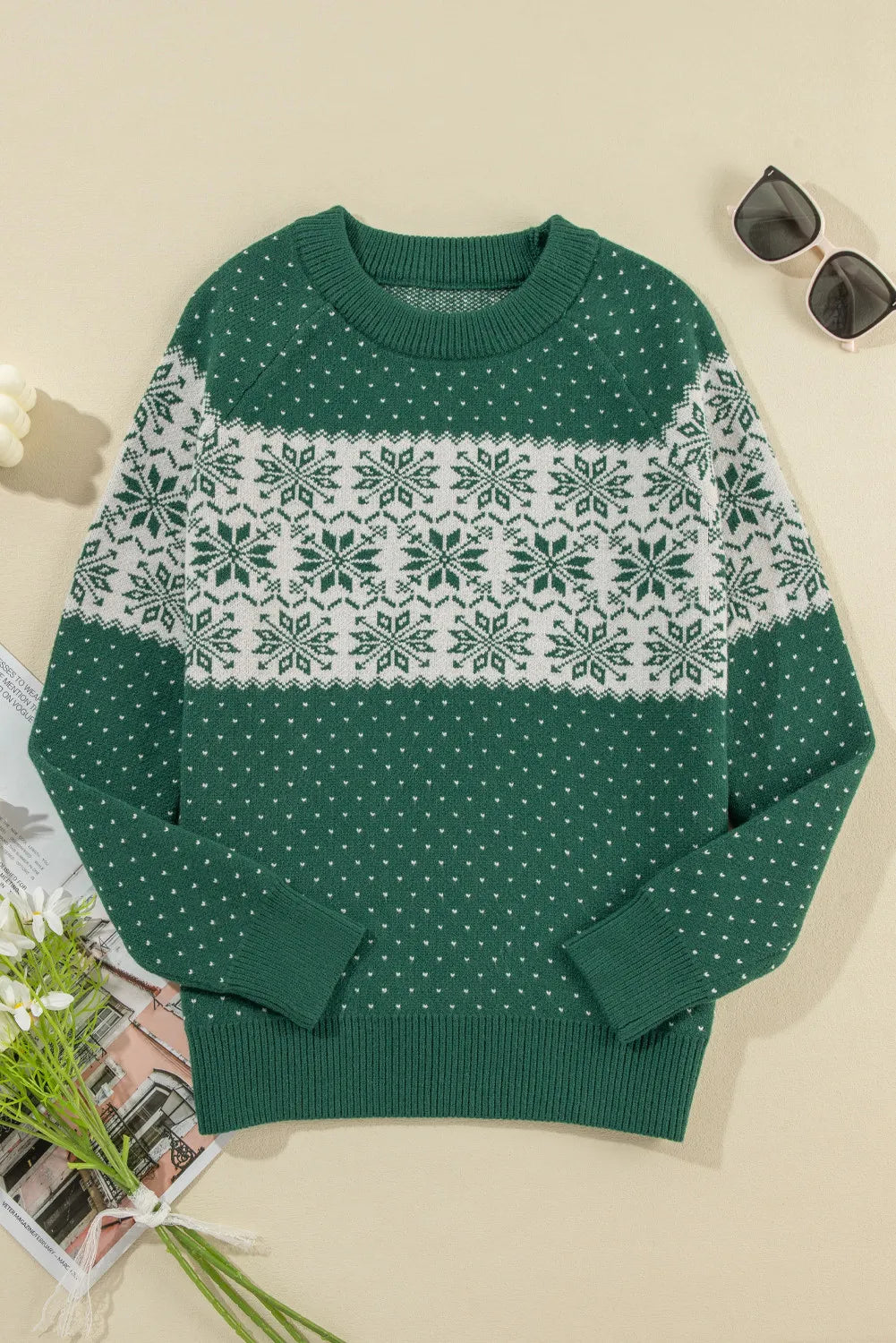 Graphic Round Neck Long Sleeve Sweater - Charming Charlie