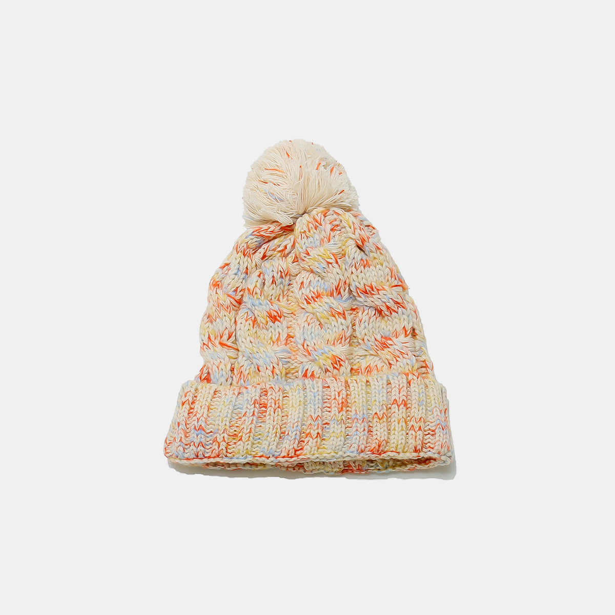 Contrast Cable-Knit Hat with Pompom - Charming Charlie