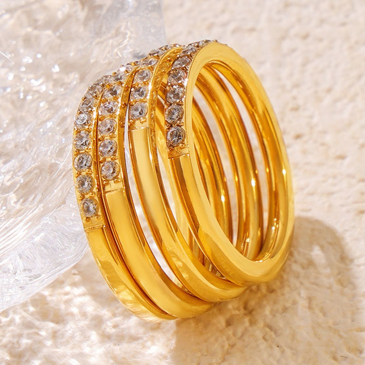Titanium Steel Inlaid Zircon Ring - Charming Charlie