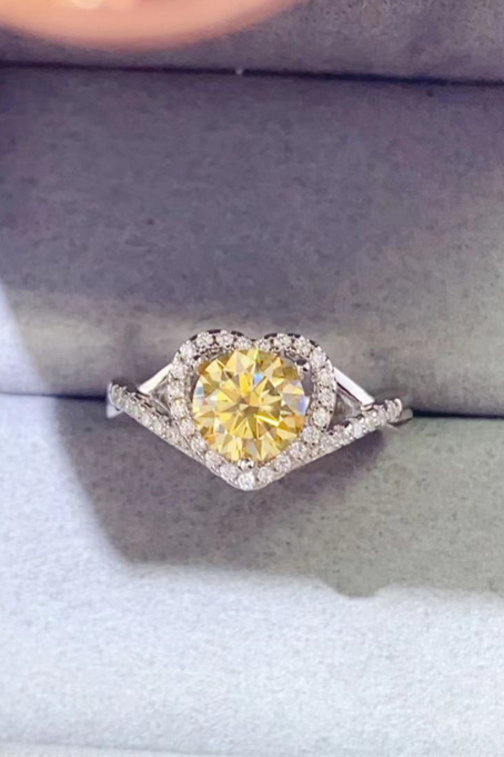 Adored 1 Carat Moissanite 925 Sterling Silver Heart Ring - Charming Charlie