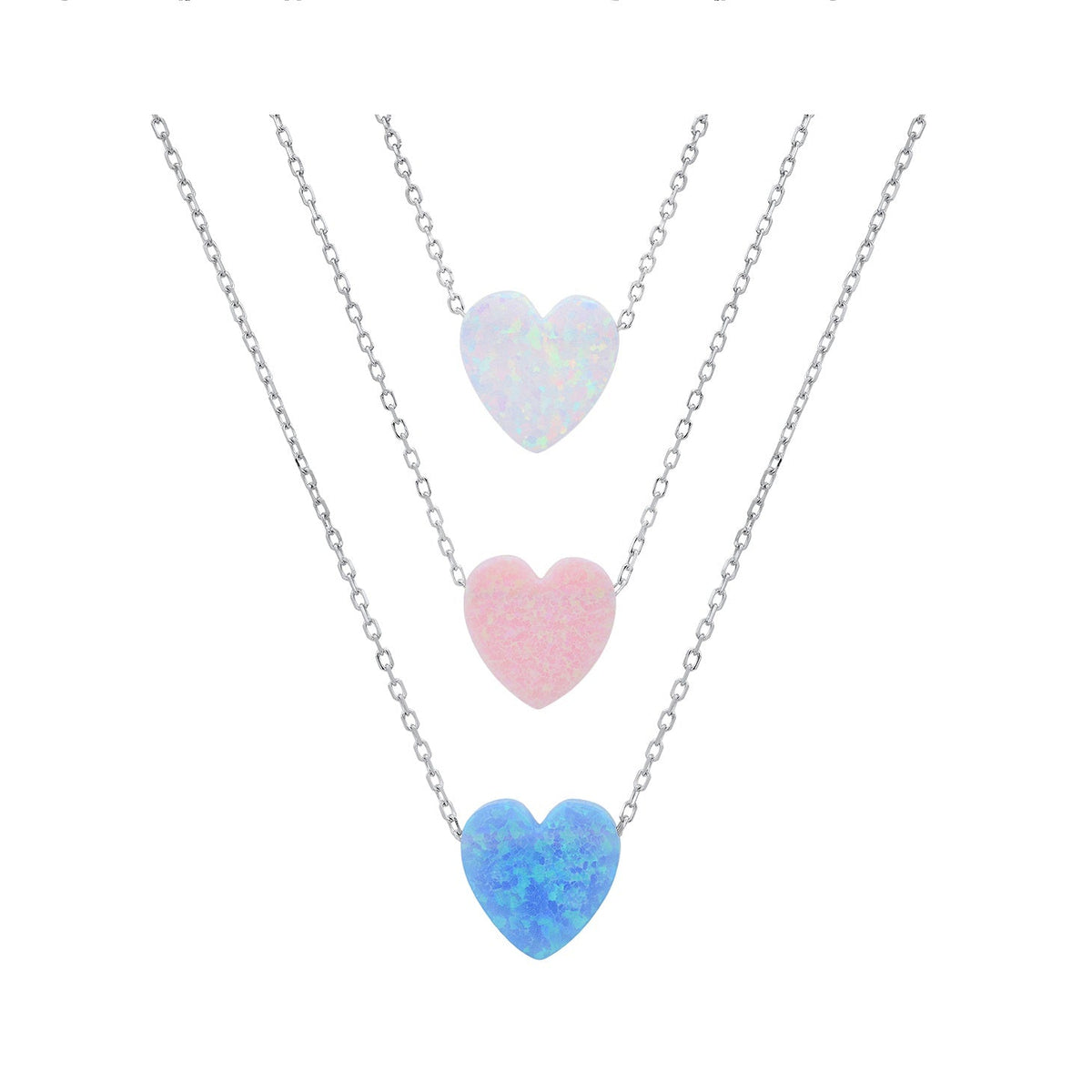 Sterling Silver Petite Opal Heart Necklace - Charming Charlie