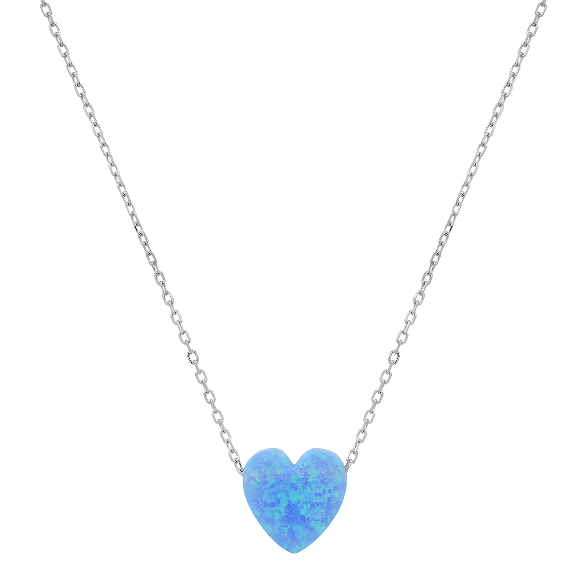 Sterling Silver Petite Opal Heart Necklace - Charming Charlie