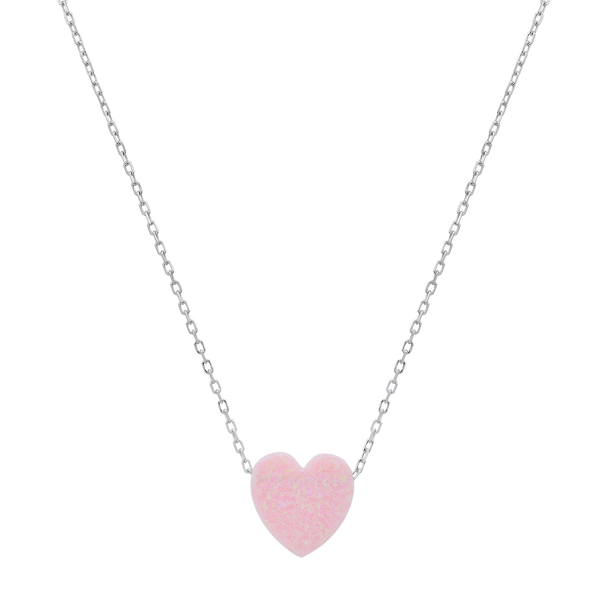 Sterling Silver Petite Opal Heart Necklace - Charming Charlie