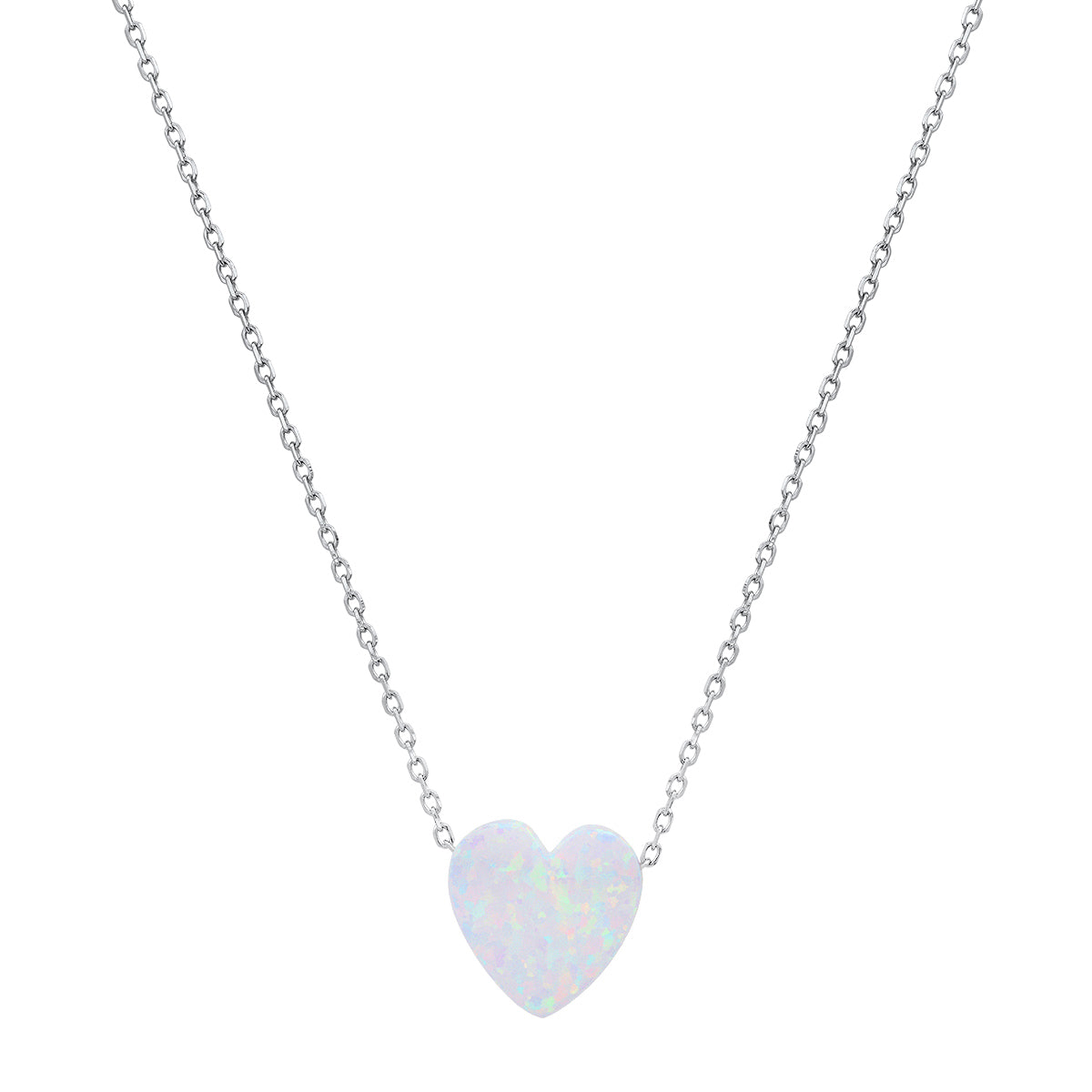 Sterling Silver Petite Opal Heart Necklace - Charming Charlie