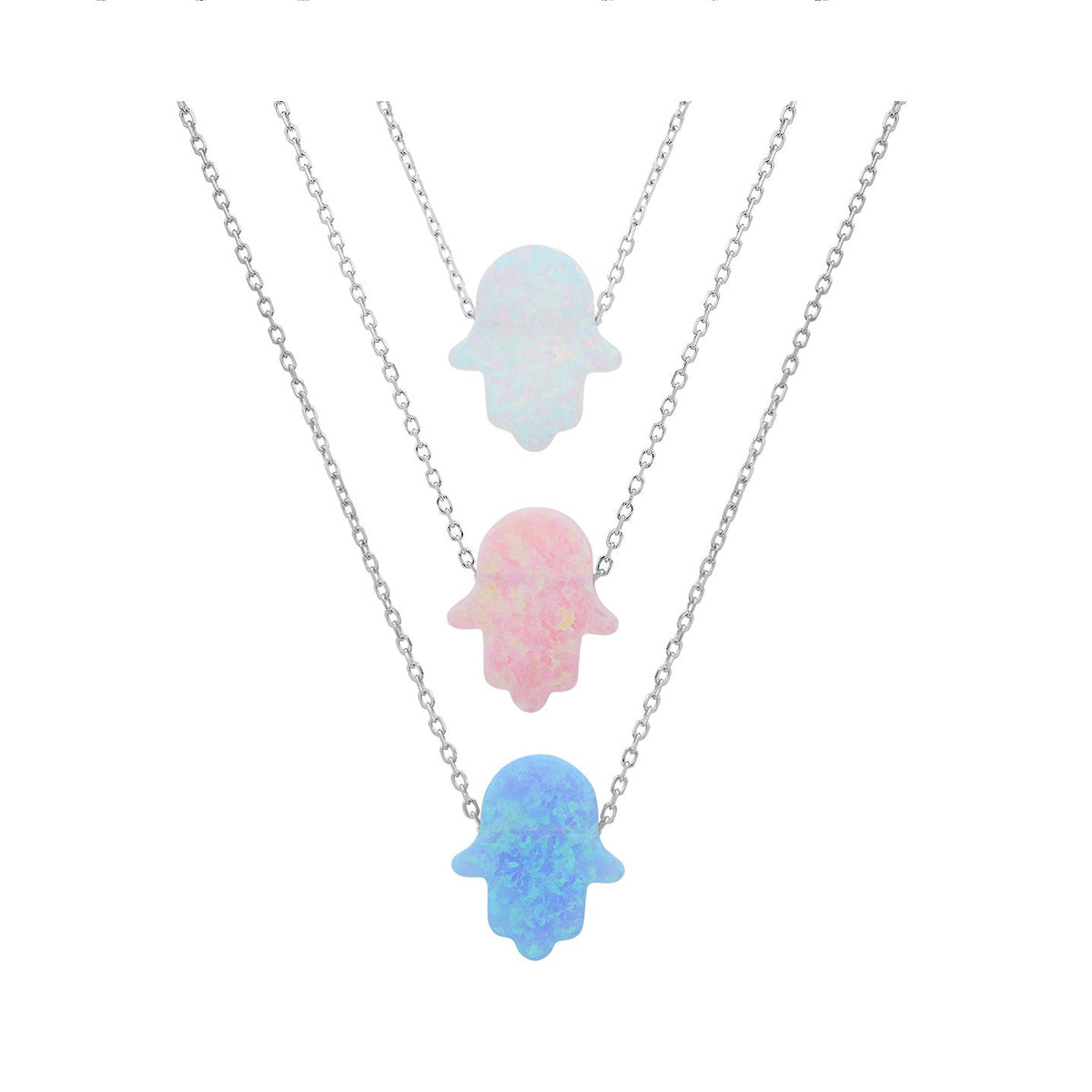 Sterling Silver Petite Opal Hamsa Necklace - Charming Charlie