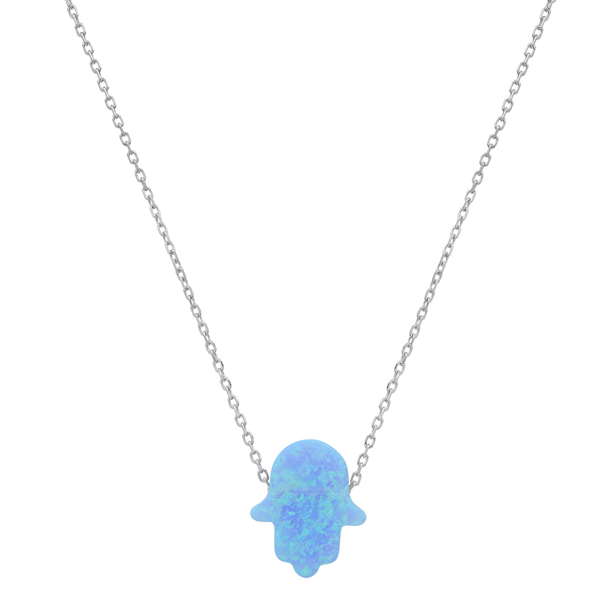 Sterling Silver Petite Opal Hamsa Necklace - Charming Charlie