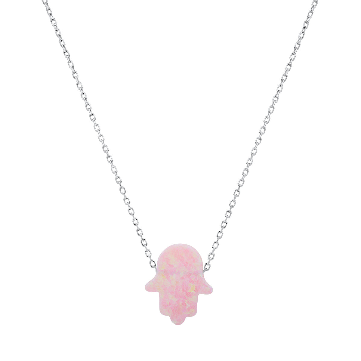 Sterling Silver Petite Opal Hamsa Necklace - Charming Charlie