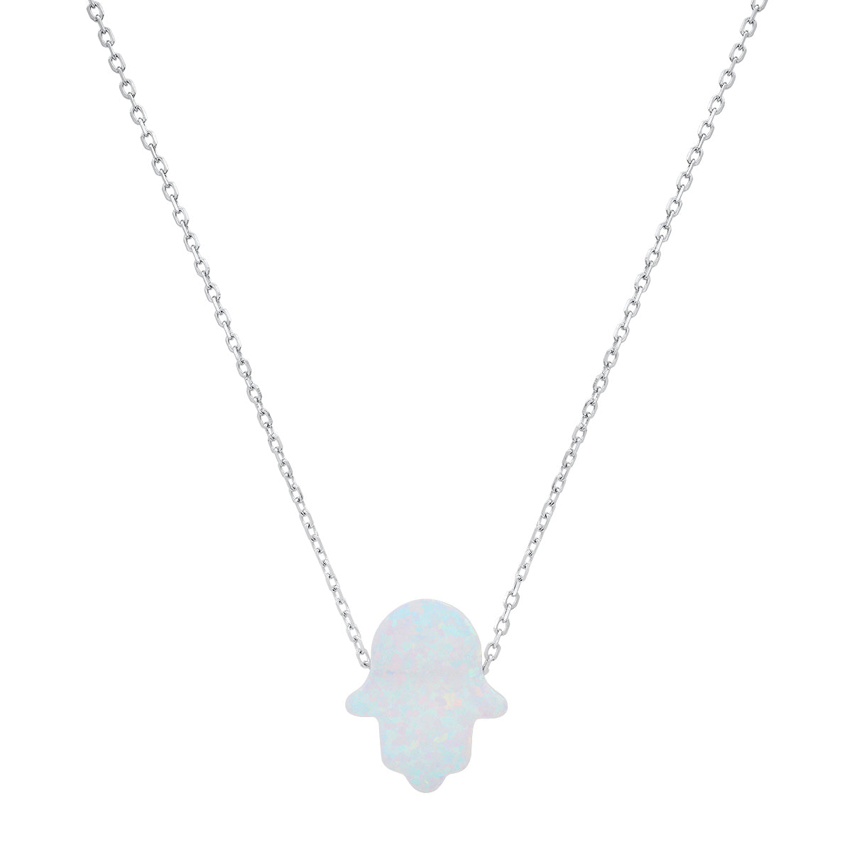 Sterling Silver Petite Opal Hamsa Necklace - Charming Charlie
