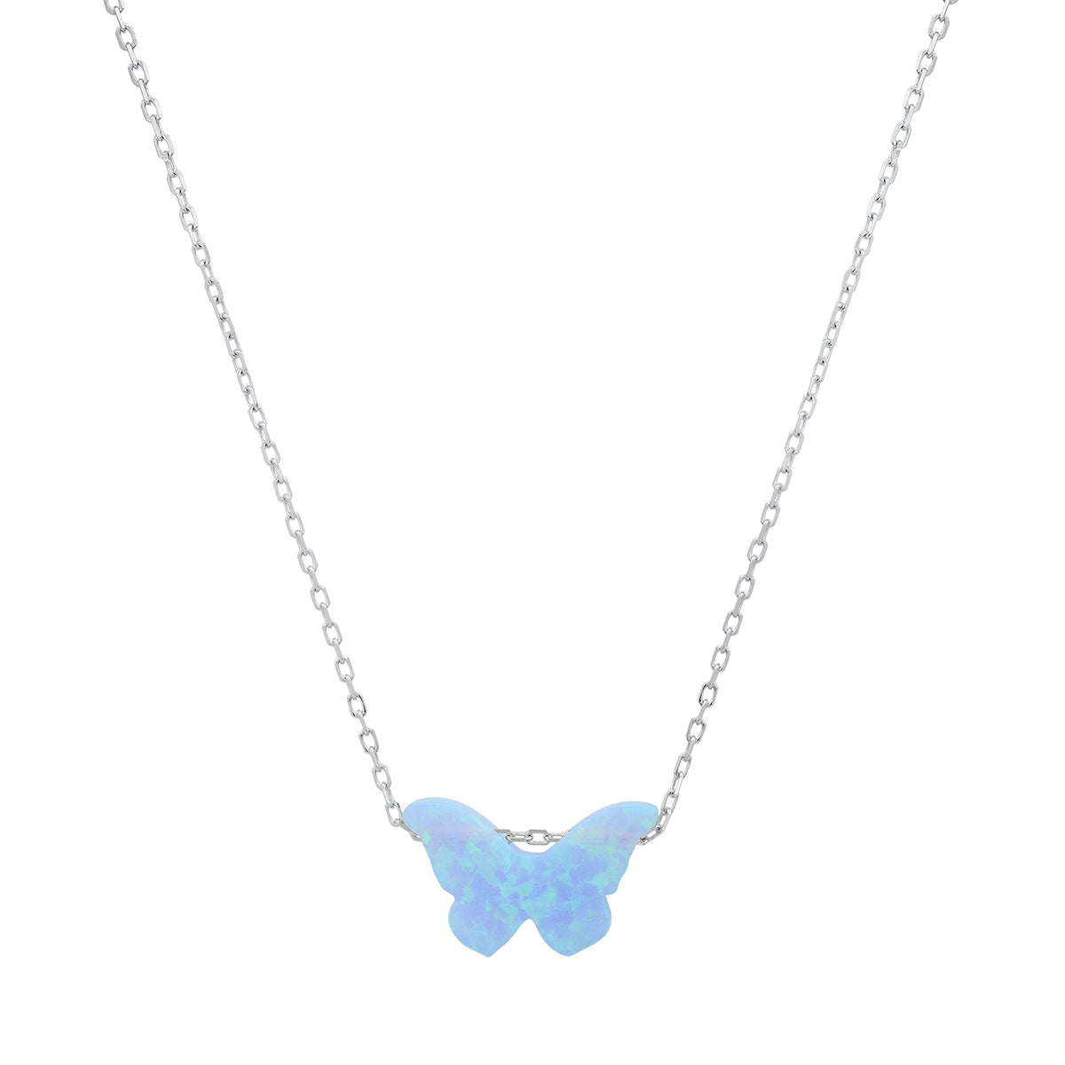 Sterling Silver Petite Opal Butterfly Necklace - Charming Charlie