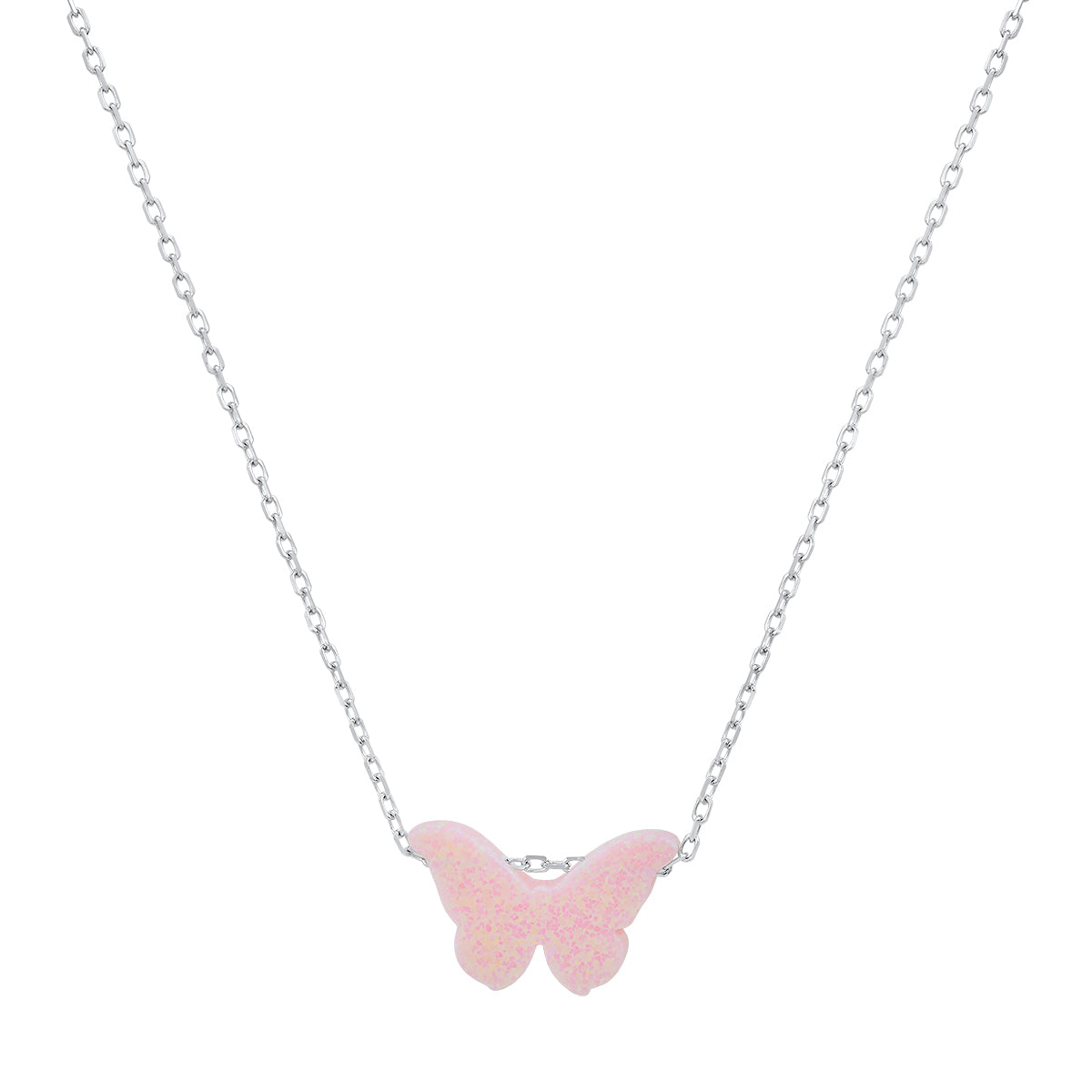 Sterling Silver Petite Opal Butterfly Necklace - Charming Charlie