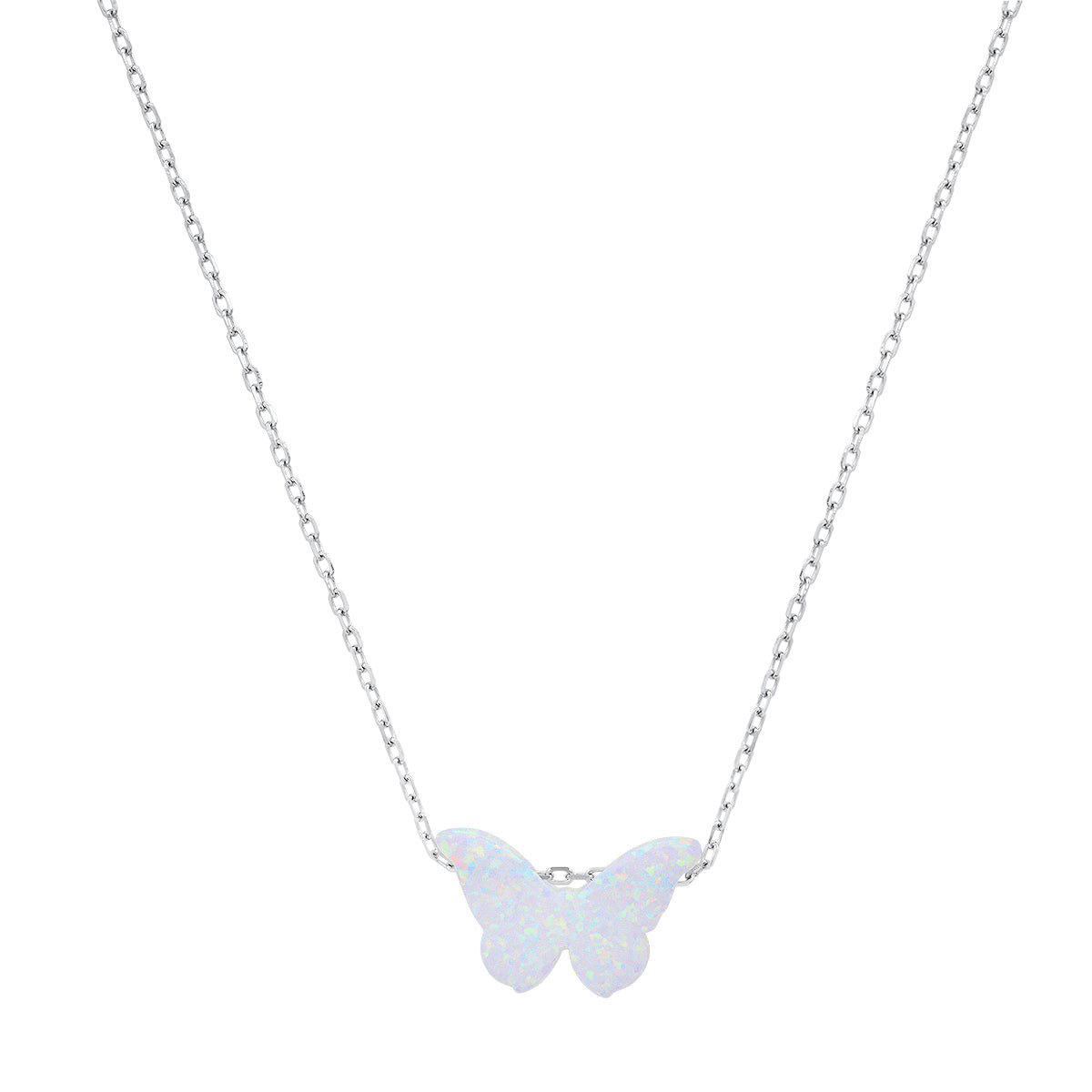 Sterling Silver Petite Opal Butterfly Necklace - Charming Charlie