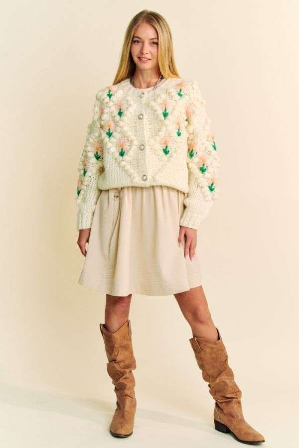 Davi & Dani Floral Pattern Button Down Cardigan - Charming Charlie