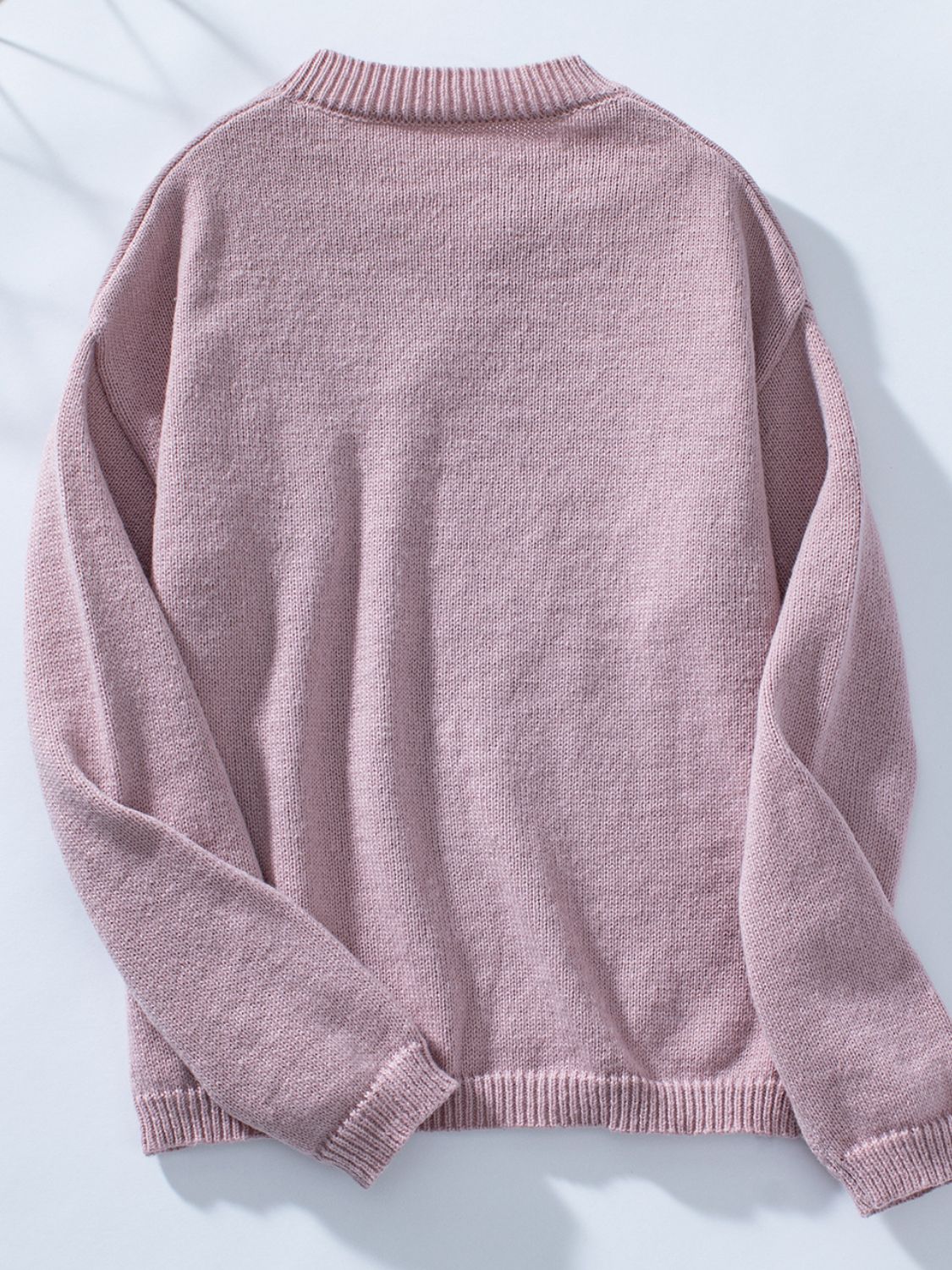 Pocketed Notched Long Sleeve Knit Top - Charming Charlie