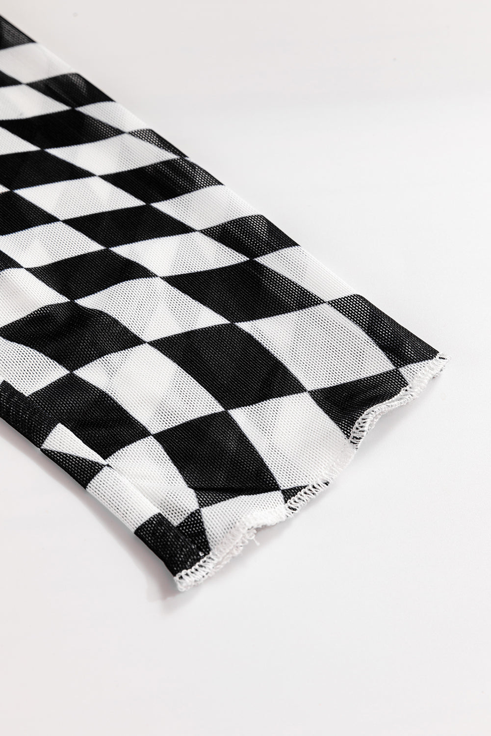 Checkered Mock Neck Long Sleeve Blouse - Charming Charlie