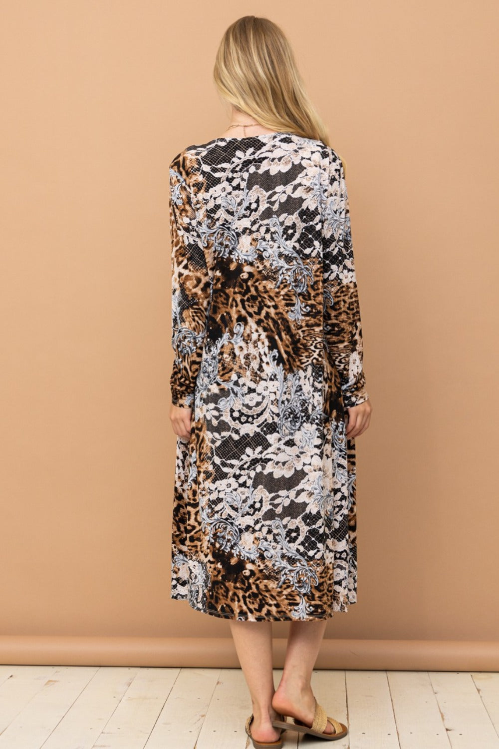 And The Why Leopard Kimono Open Front Longline Cardigan - Charming Charlie