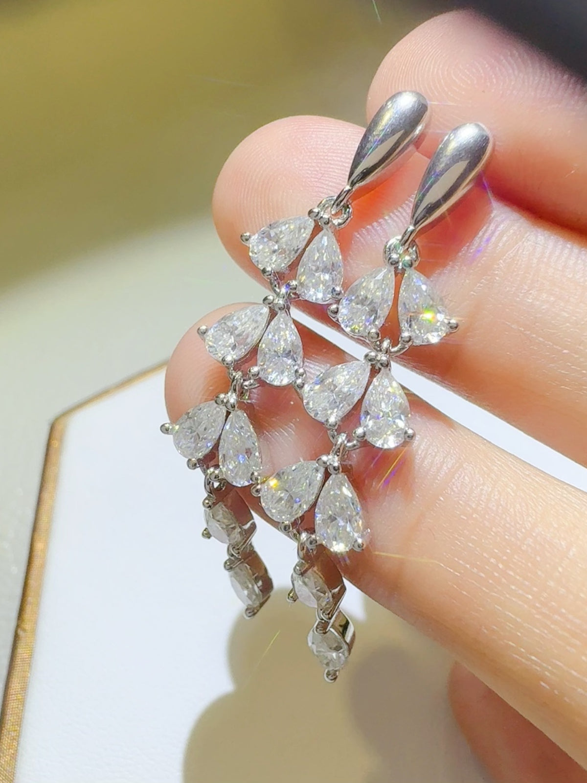 6 Carat Moissanite 925 Sterling Silver Bar Earrings - Charming Charlie