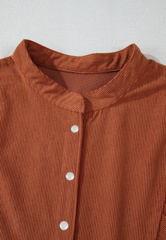 Corduroy Quarter Snap Three-Quarter Sleeve Dress - Charming Charlie