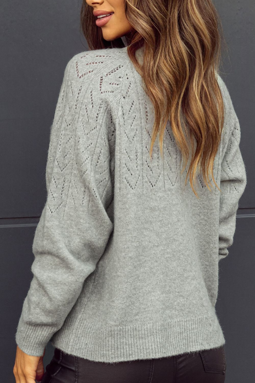Openwork Button Down Long Sleeve Cardigan - Charming Charlie