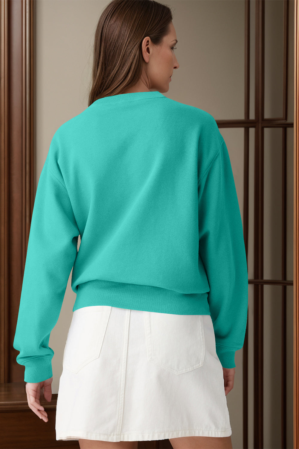 Round Neck Long Sleeve Sweatshirt - Charming Charlie