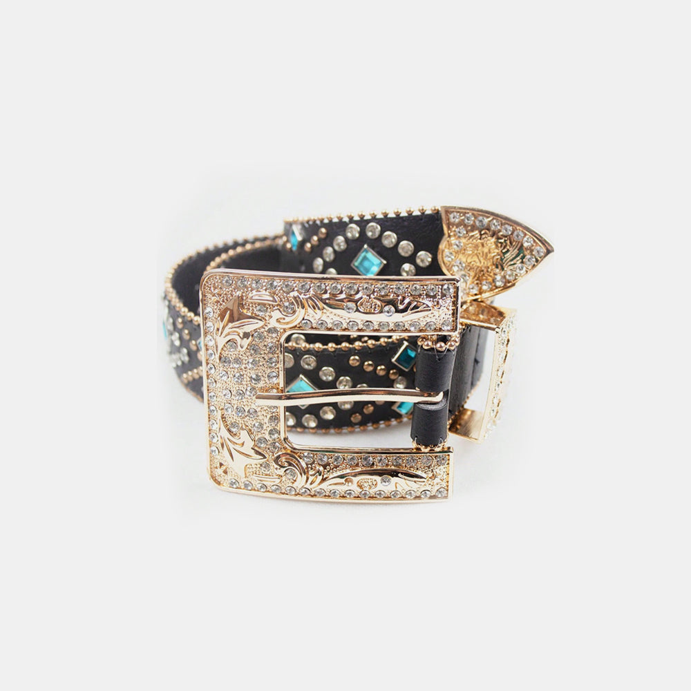 Rhinestone PU Leather Belt - Charming Charlie