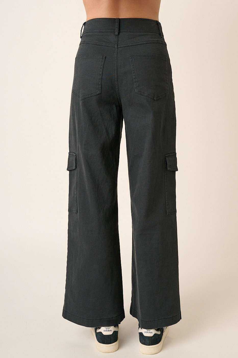 Mittoshop Wide Leg High Waist Pants with Cargo Pockets - Charming Charlie