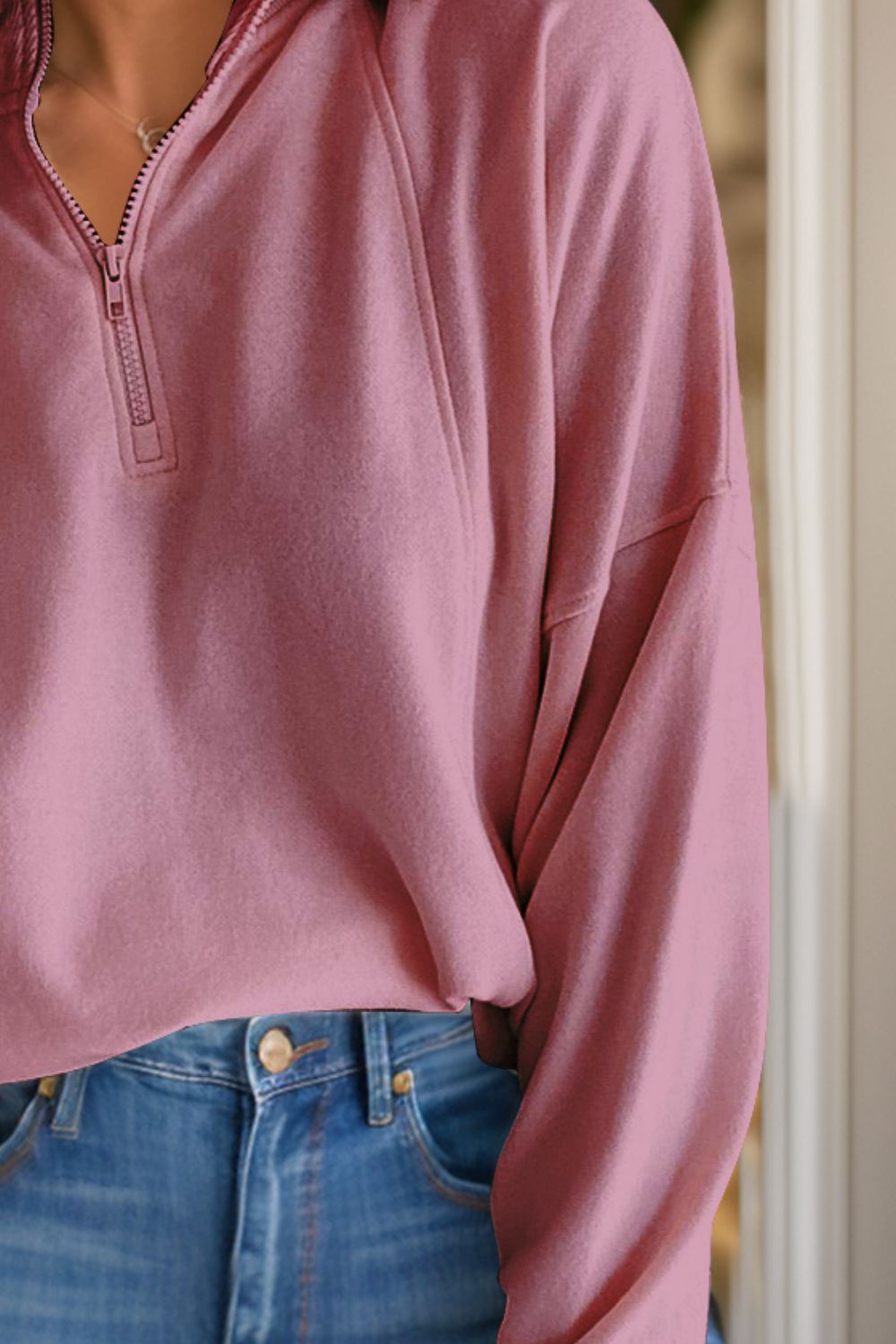 Half Zip Long Sleeve Sweatshirt - Charming Charlie