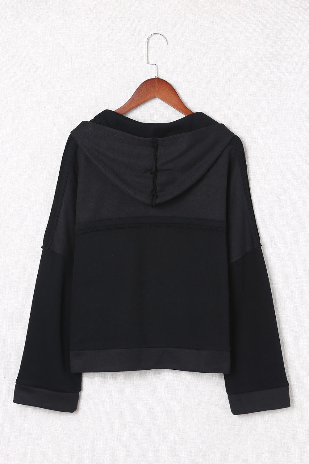 Exposed Seam Long Sleeve Hoodie - Charming Charlie