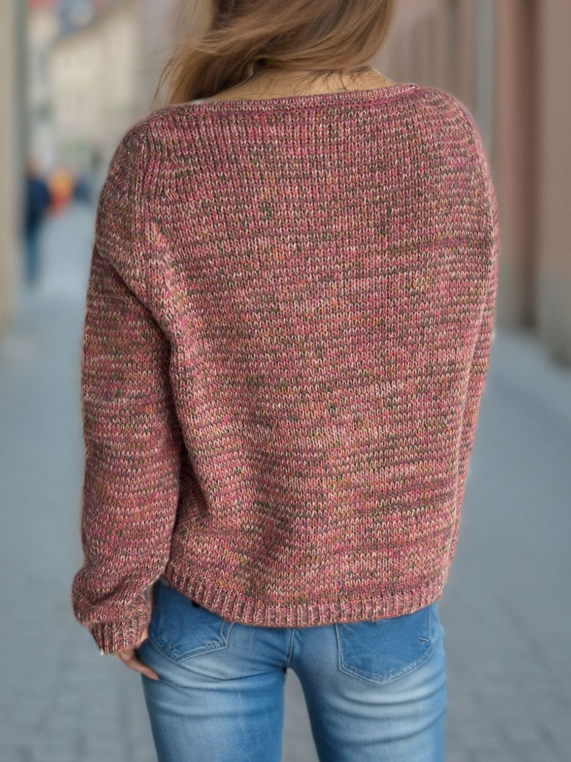 Heathered V-Neck Long Sleeve Sweater - Charming Charlie