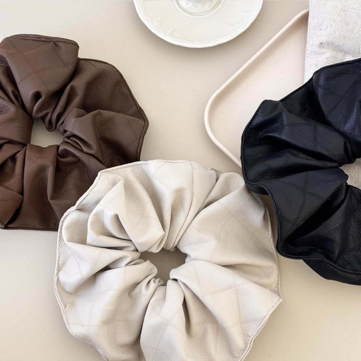 3-Piece PU Leather Elastic Hair Scrunchy - Charming Charlie