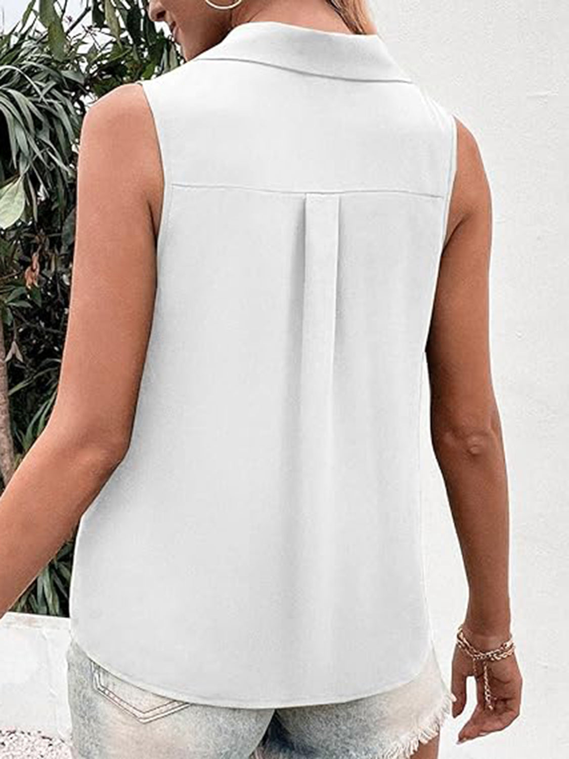 Full Size Johnny Collar Button Up Tank - Charming Charlie