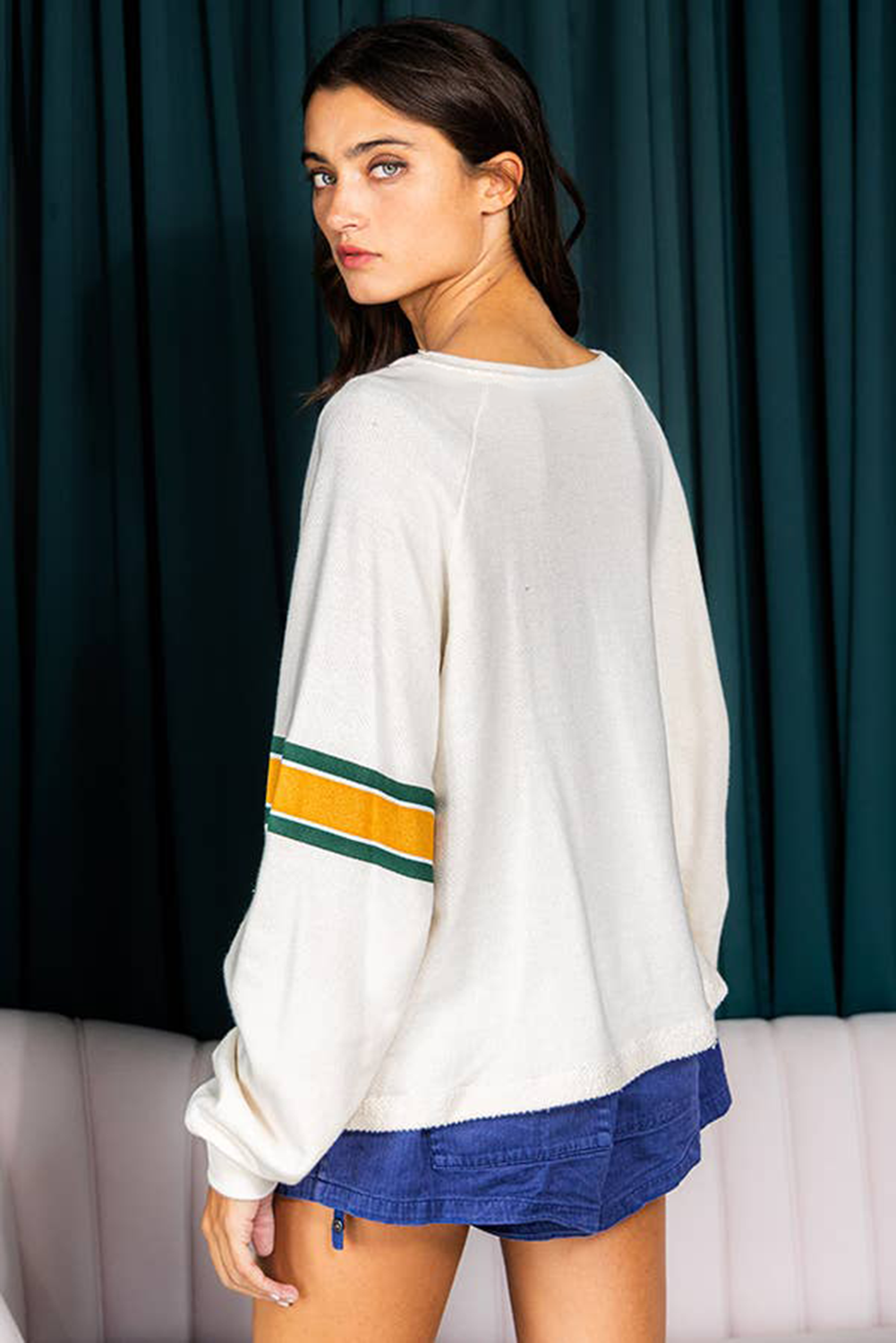 Number 76 Round Neck Long Sleeve Top - Charming Charlie