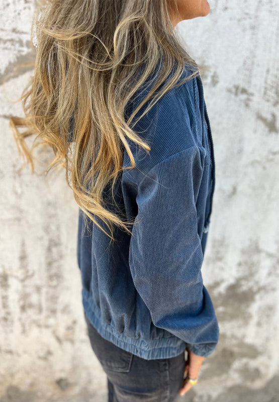 Pocketed Zip Up Long Sleeve Hooded Jacket - Charming Charlie