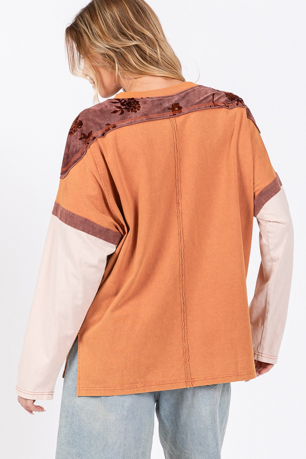 SAGE + FIG Star Patch Long Sleeve Color Block T-Shirt - Charming Charlie