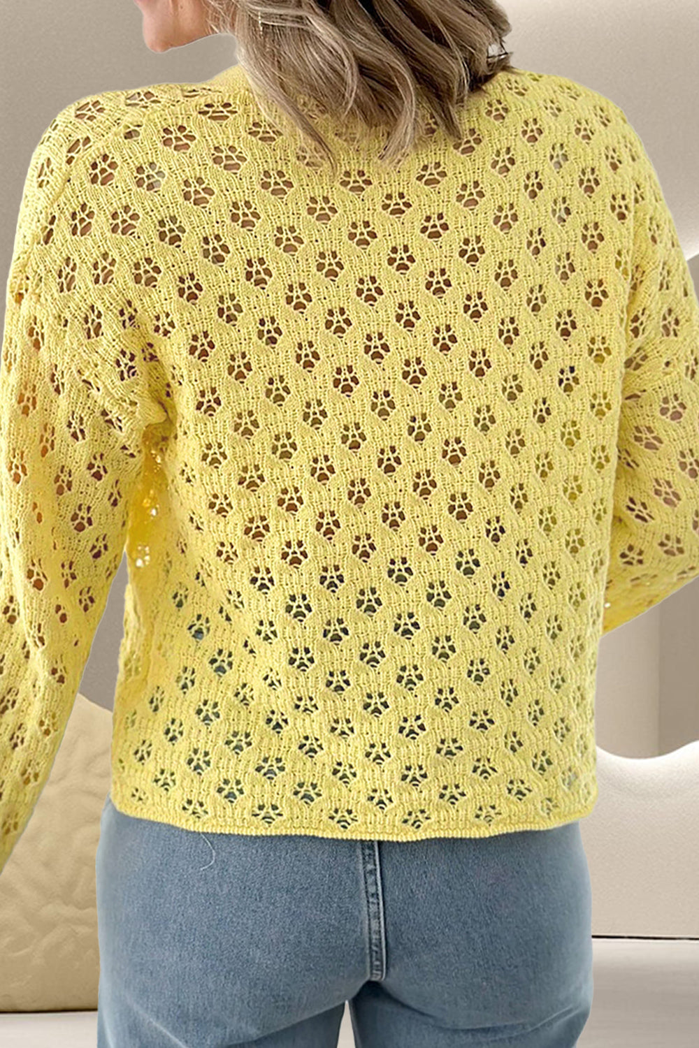 Openwork V-Neck Long Sleeve Cardigan - Charming Charlie