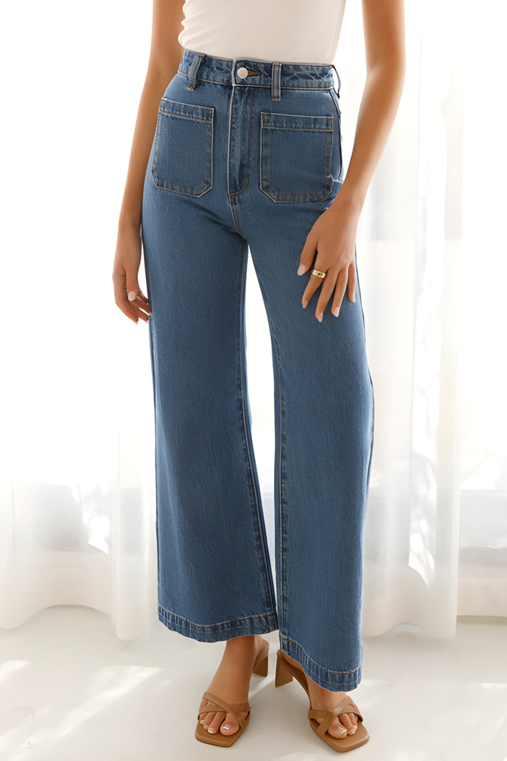 High Waist Bootcut Jeans with Pockets - Charming Charlie
