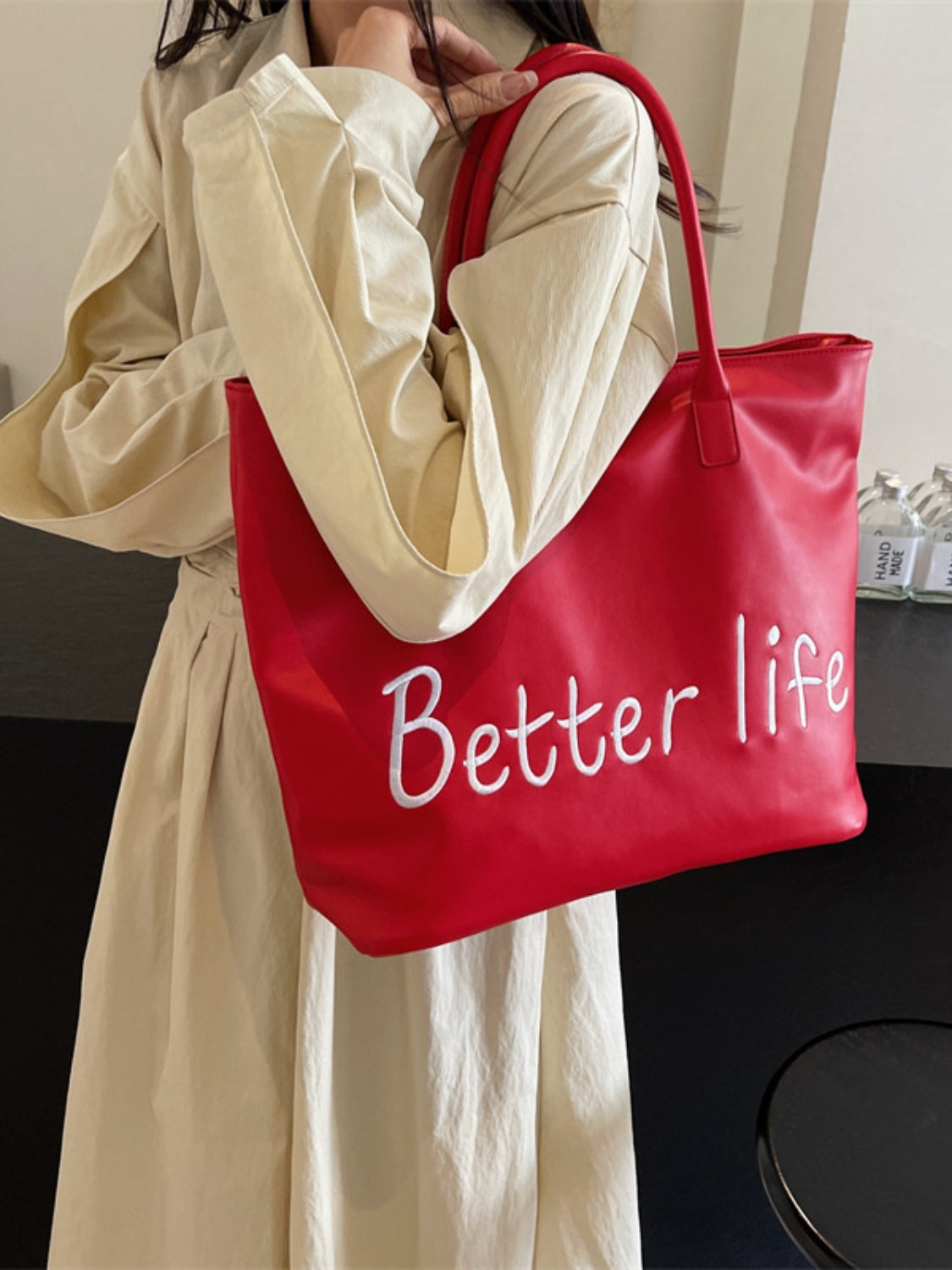BETTER LIFE PU Leather Tote Bag - Charming Charlie