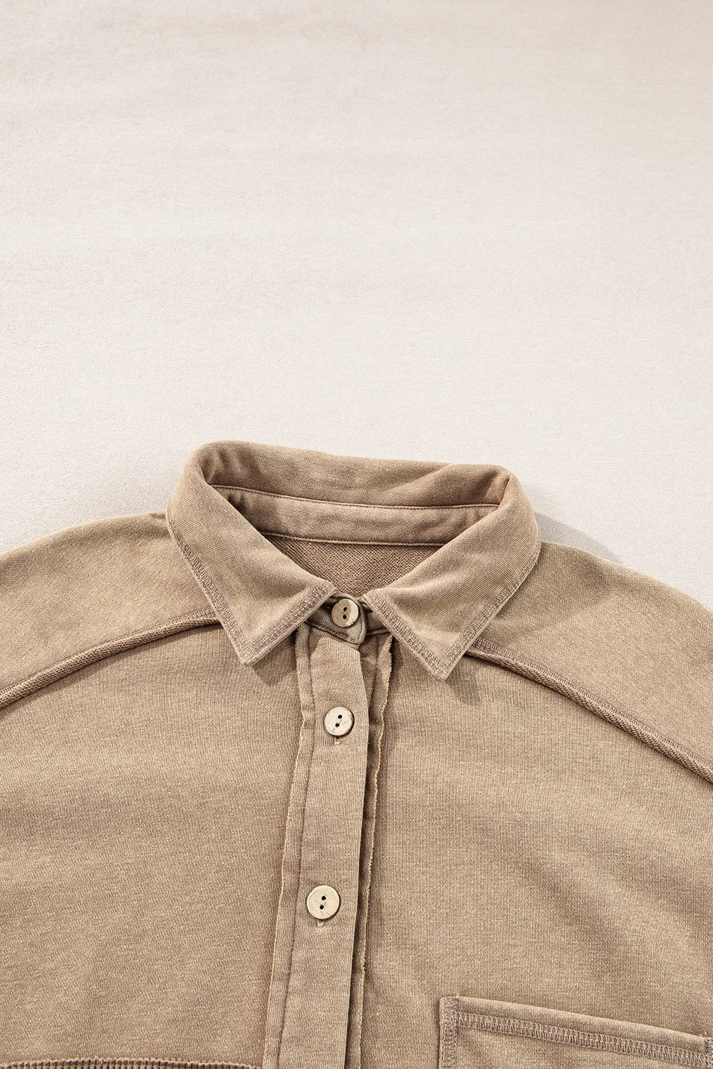 Waffle-Knit Collared Neck Long Sleeve Shacket - Charming Charlie