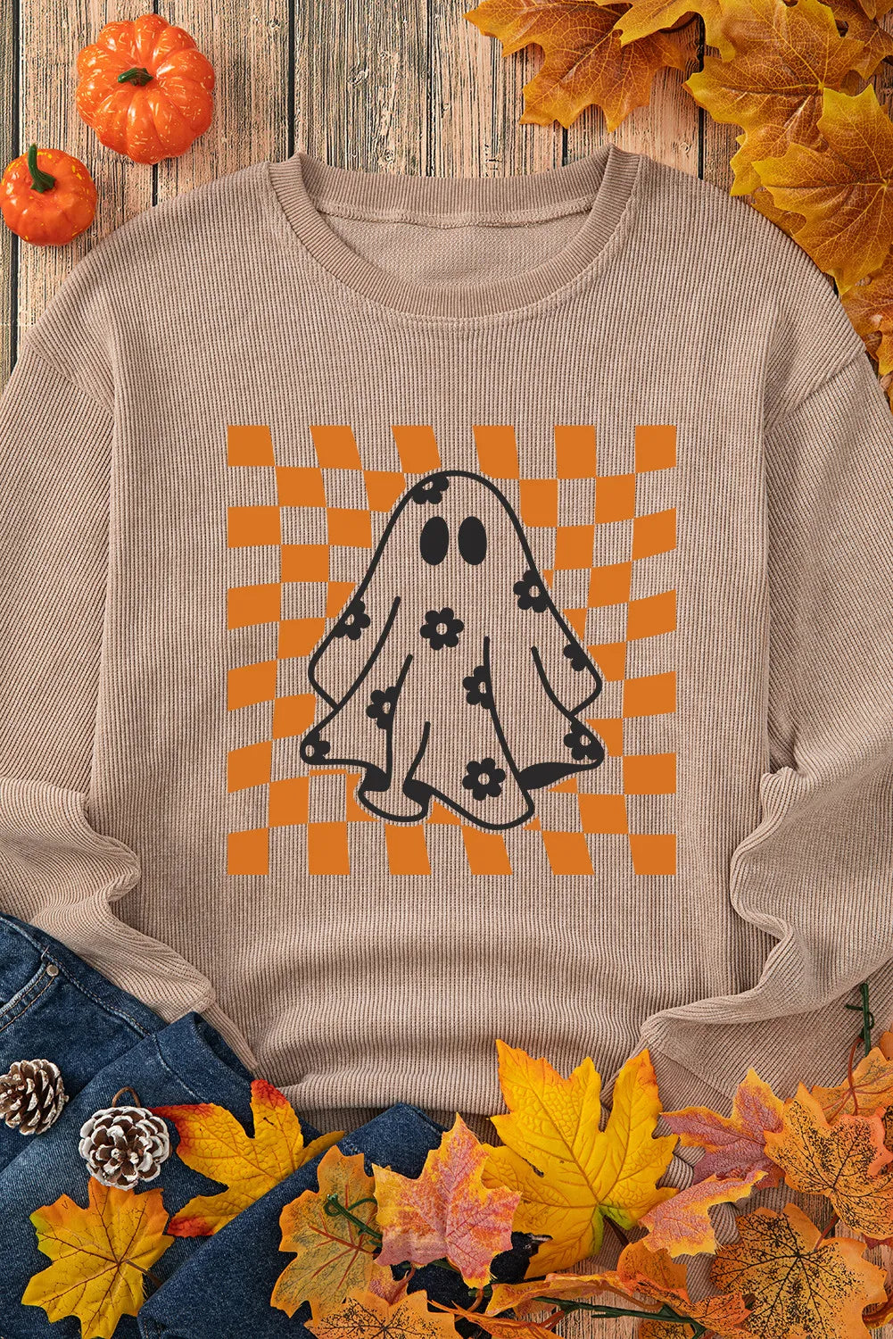 Ghost Round Neck Long Sleeve Sweatshirt - Charming Charlie