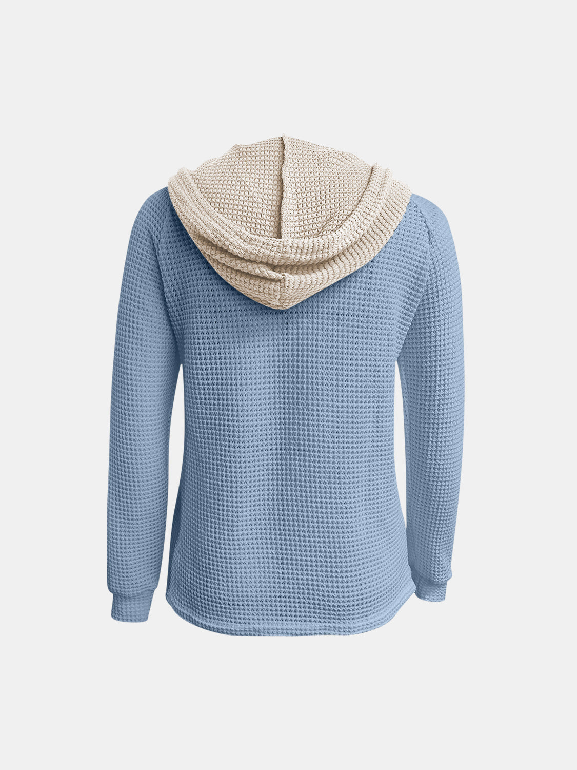 Full Size Waffle-Knit Contrast Long Sleeve Hoodie - Charming Charlie